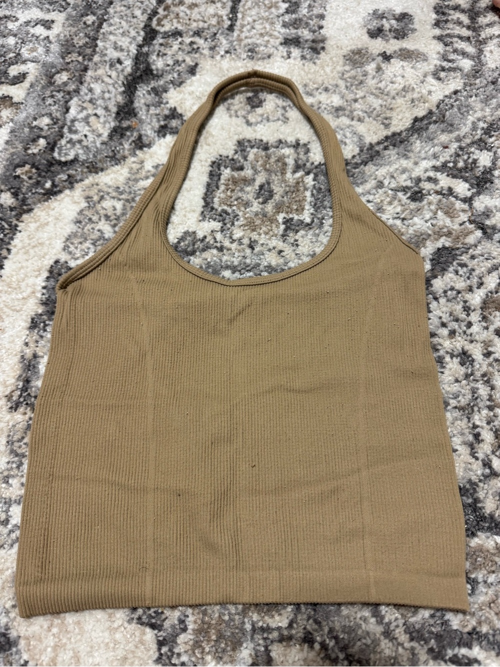 American Eagle Outfitters Ribbed Halter Tank - Brown